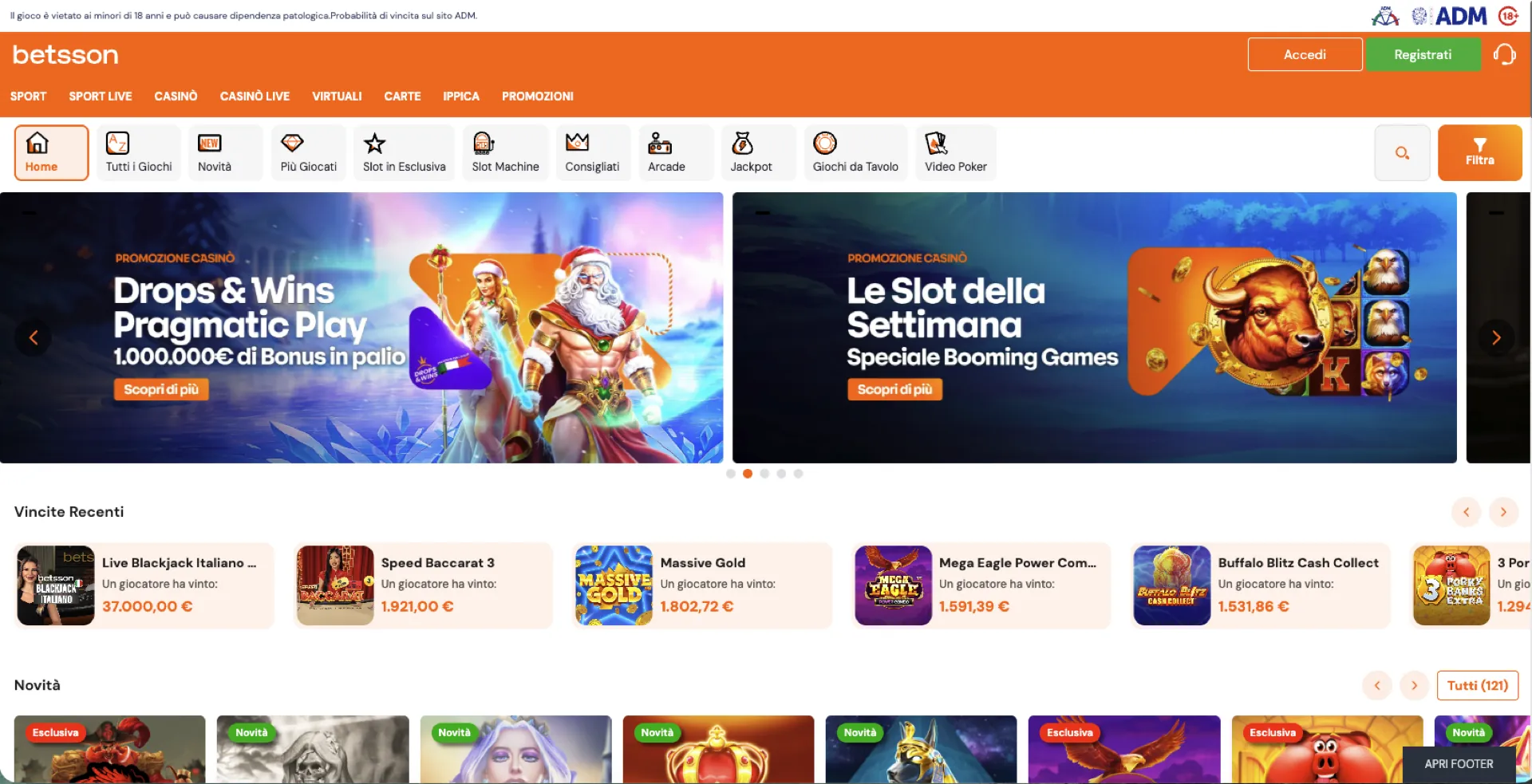 Homepage Betsson