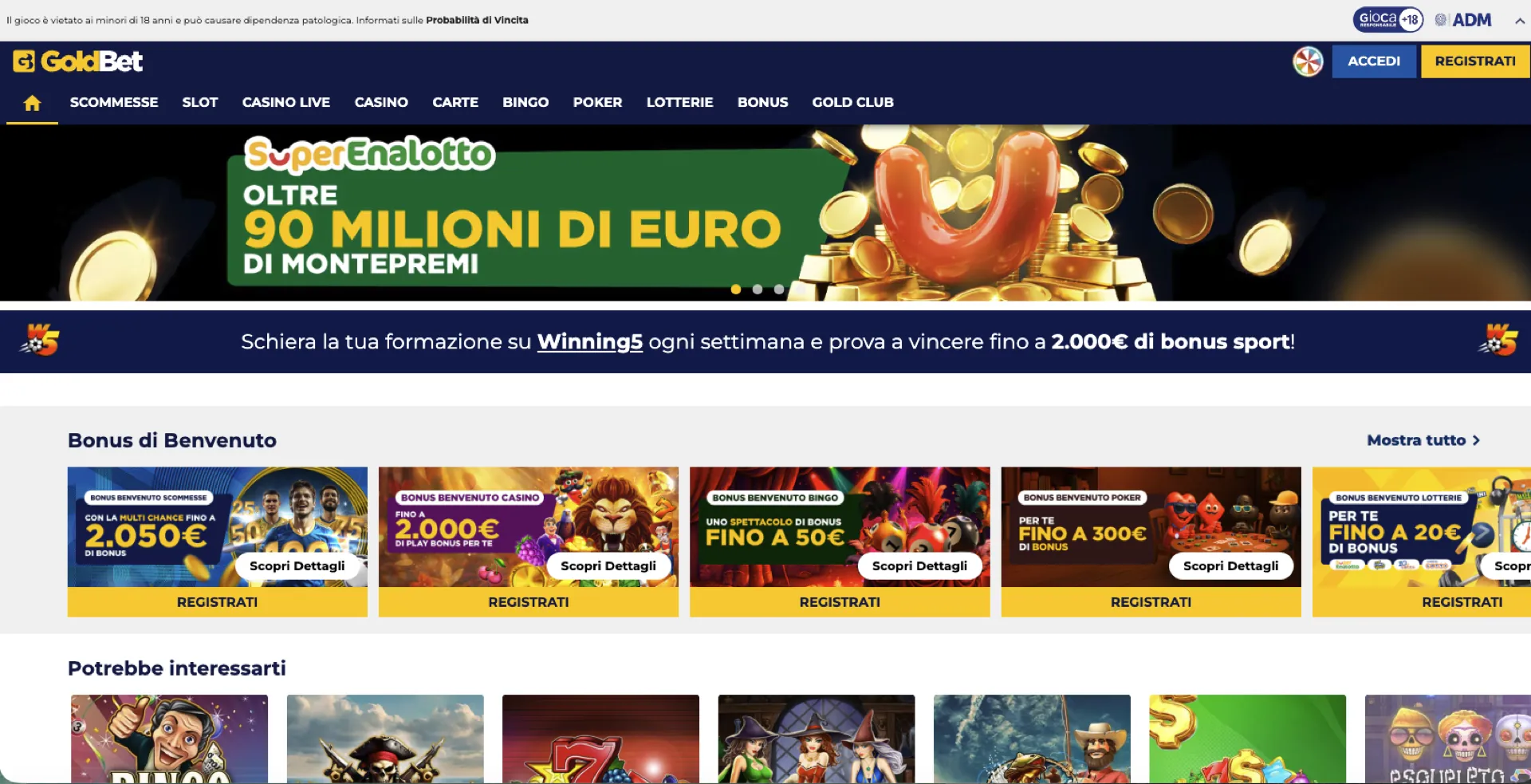 Homepage GoldBet